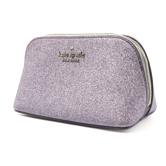 kate spade Handbags - Kate Spade New York Shimmy Tinsel Glitter Fabric Small Cosmetic Case Lilac Frost